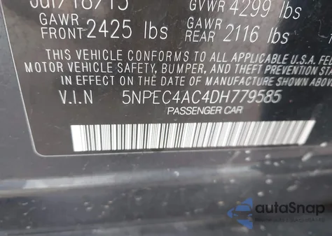 2013 Hyundai Sonata Se из США, поврежденный, VIN 5NPEC4AC4DH779585